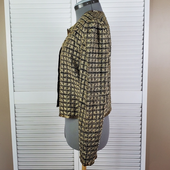 Vtg Laurence Kazar beaded silk party jacket PS - Picture 4 of 13
